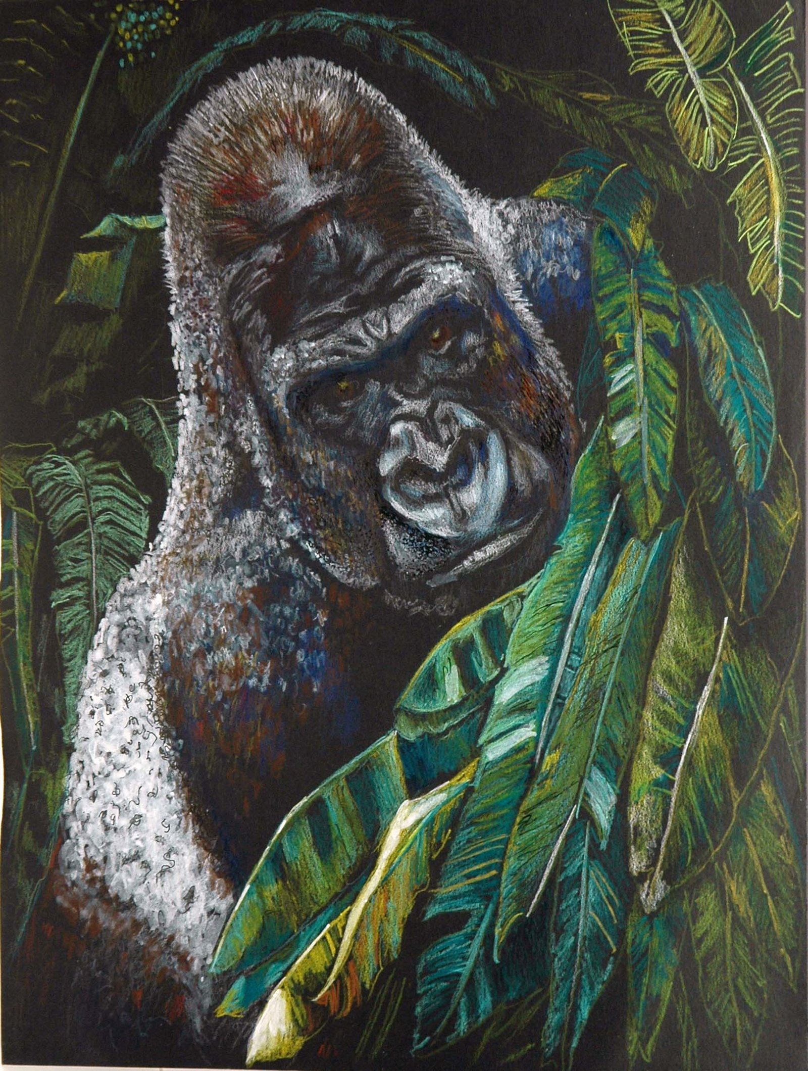 Gorilla in the Jungle wildlife painting by Michael Xavier