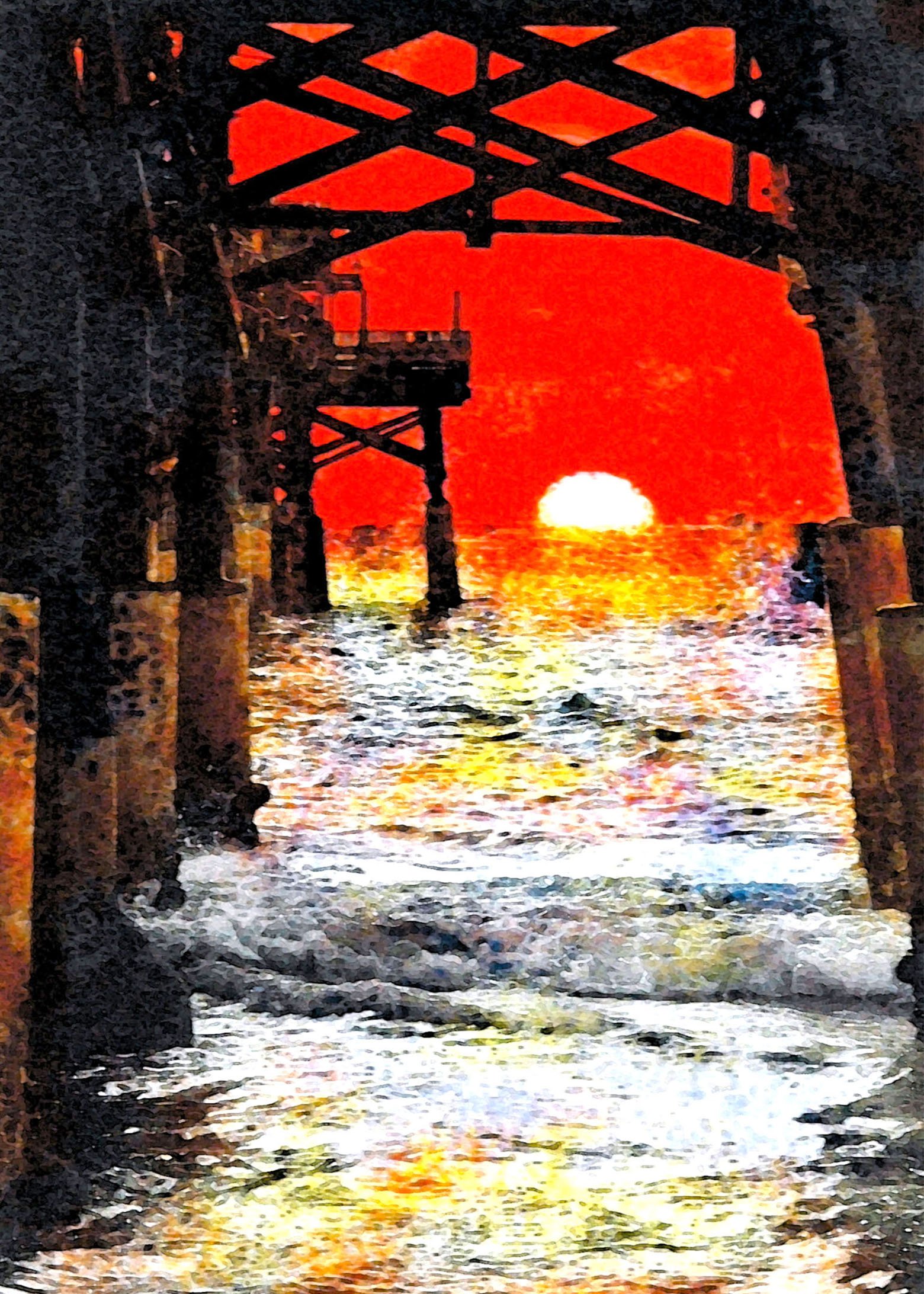 Sunset Beneath the Pier painting by Michael Xavier